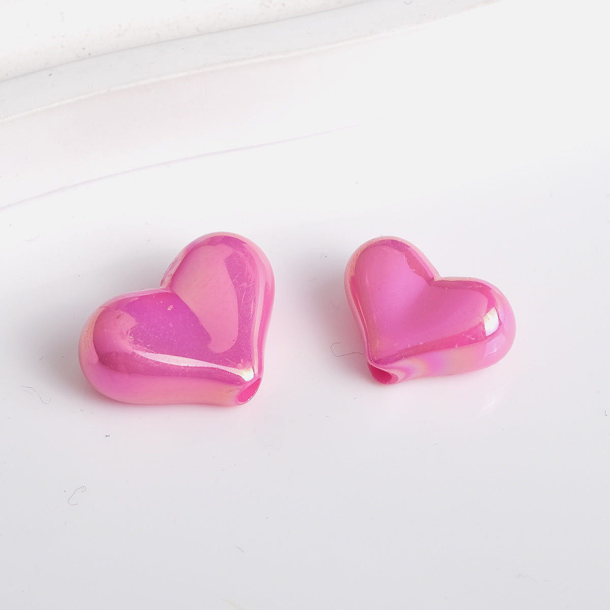 Solid Color Plating Heart Acrylic Flat Beads 13mm 17mm 250pcs 15