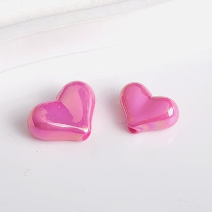 Solid Color Plating Heart Acrylic Flat Beads 13mm 17mm 250pcs 15