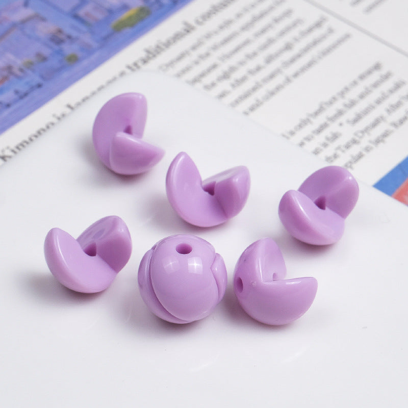 Solid Color Snap-fit Half Sphere Acrylic Beads 12mm Glossy 100pcs 9