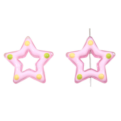 Glossy Hollow Star Acrylic Beads 27mm Pastel Colors 2pcs 6