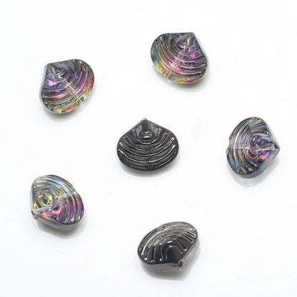Electroplated Spiral Shell Glass Beads 14mm Iridescent Colors 30pcs 16