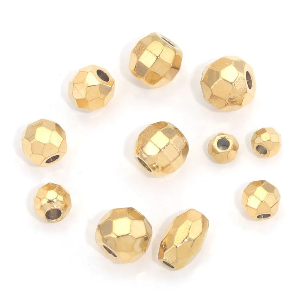 Stainless Steel Faceted Metal Beads 3-6.5mm Mixed Gold and Steel 10pcs 4