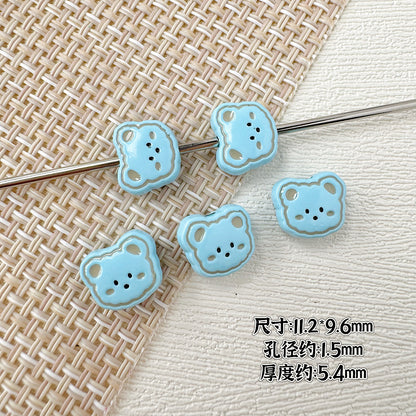 Bear Metal Beads 13mm Glossy Painted Alloy 10pcs 13