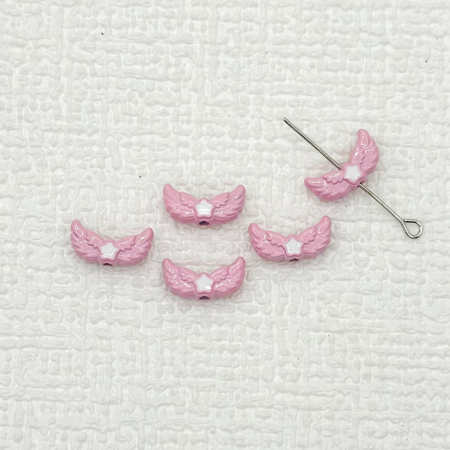 Angel Wing Metal Beads 14mm Painted Colorful Alloy 10pcs 15