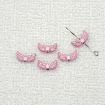 Angel Wing Metal Beads 14mm Painted Colorful Alloy 10pcs 15