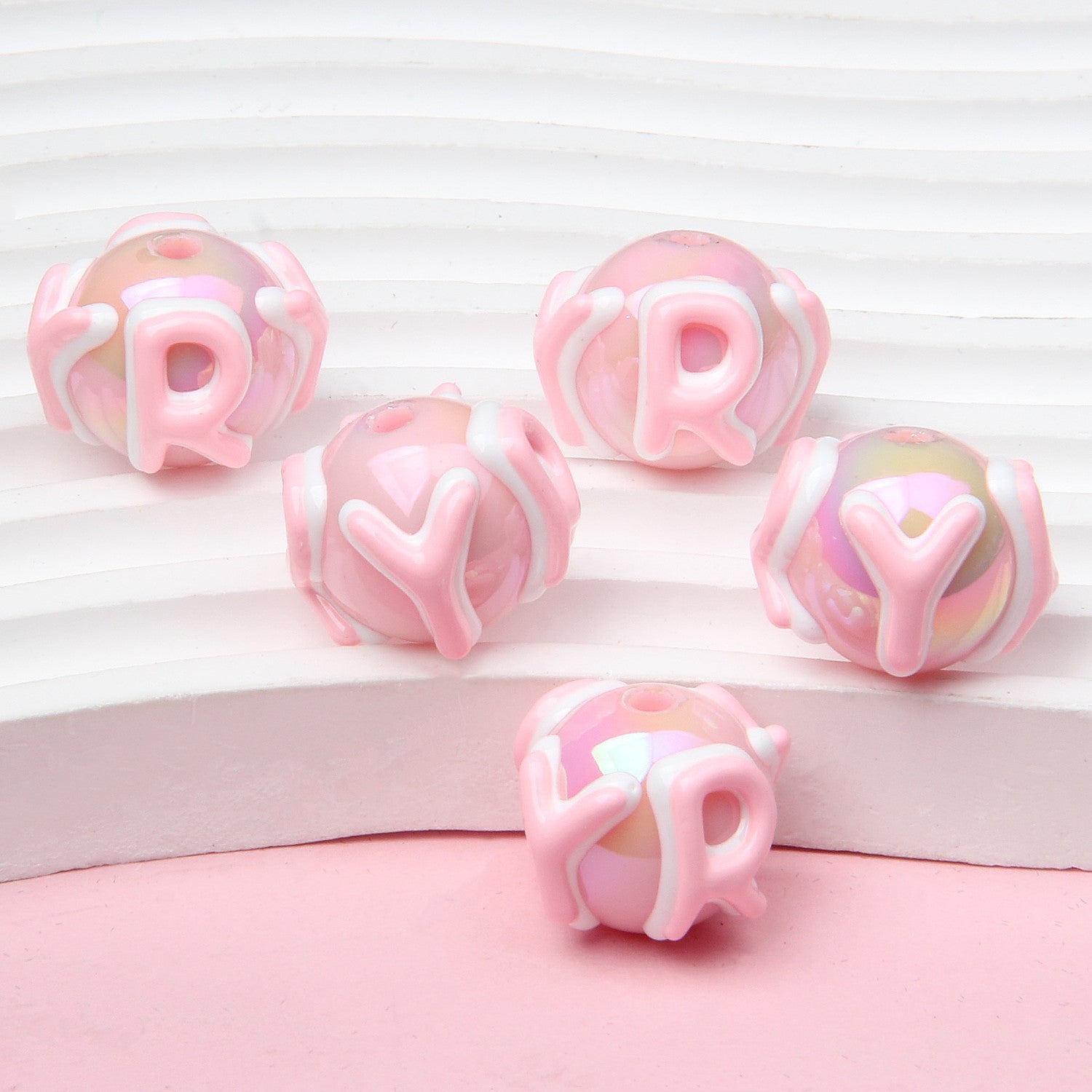 Hand Painted Acrylic Beads 16mm New Year Dog Faces 10pcs 6