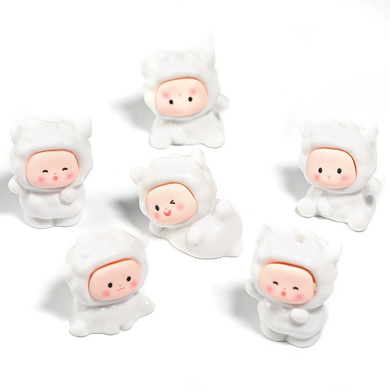 Cute Lamb Doll Resin Beads 20-31mm Playful White 25pcs 5