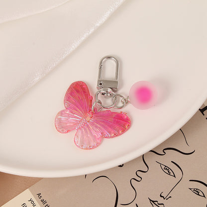 Acrylic Gradient Butterfly Keychain Translucent Wings with Frosted Bead 8