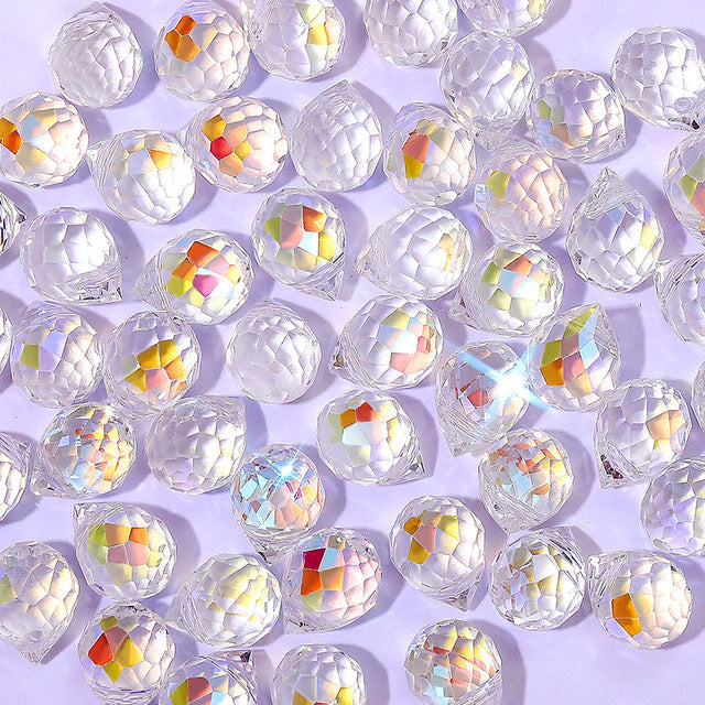 Electroplated Faceted Glass Beads 4-10mm Aurora AB Double-Sided Colors 16