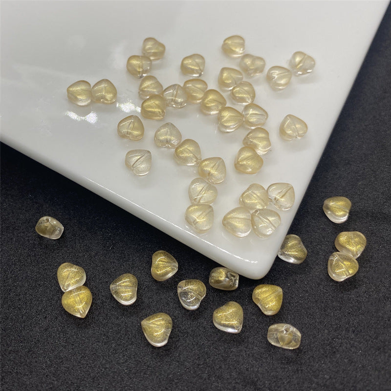 Czech Glass Beads Small Heart 6mm Peach Color 100pcs 25
