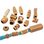 Striped Acrylic Beads Wood Imitation Plastic Dreadlock Style 100pcs 4