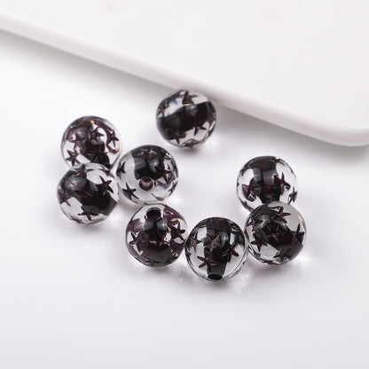 Transparent Star Core Acrylic Beads 9.8mm Colorful Mixed 200pcs 9