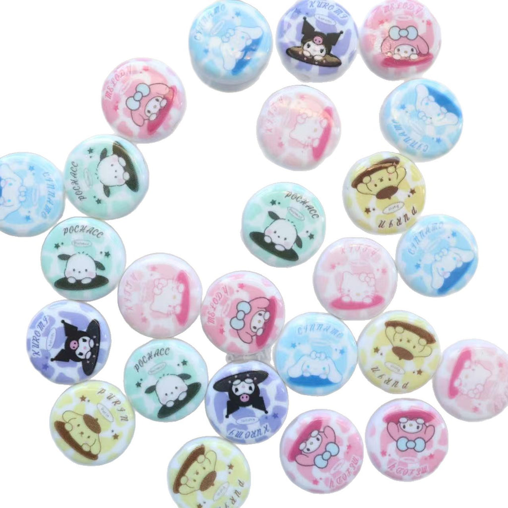 Disc Acrylic Beads 18mm Sanri Figures Pastel Mixed 20pcs 5