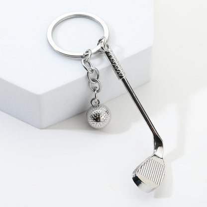 Metal Golf Club and Ball Keychain Zinc Alloy Silver 5