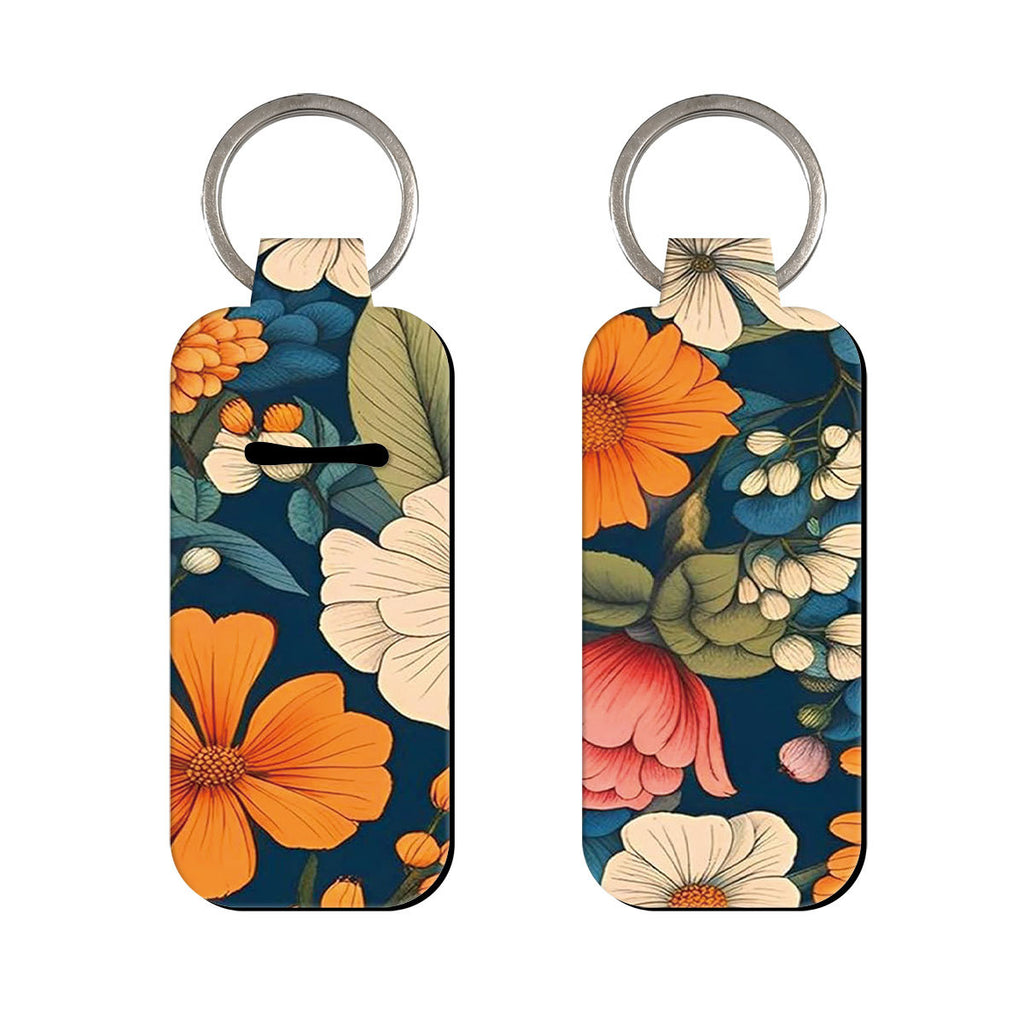 Blossom Pattern Chapstick Holder Neoprene Functional Keychain 3pcs 5