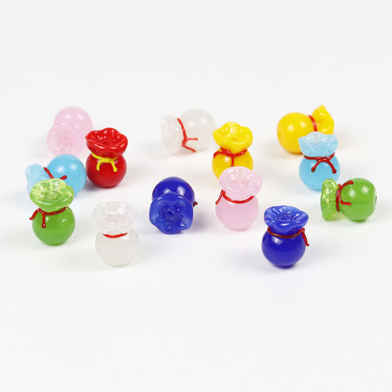 Lampwork Glass Beads Money Bags 10x12mm 12x15mm Mixed Colors 50pcs
