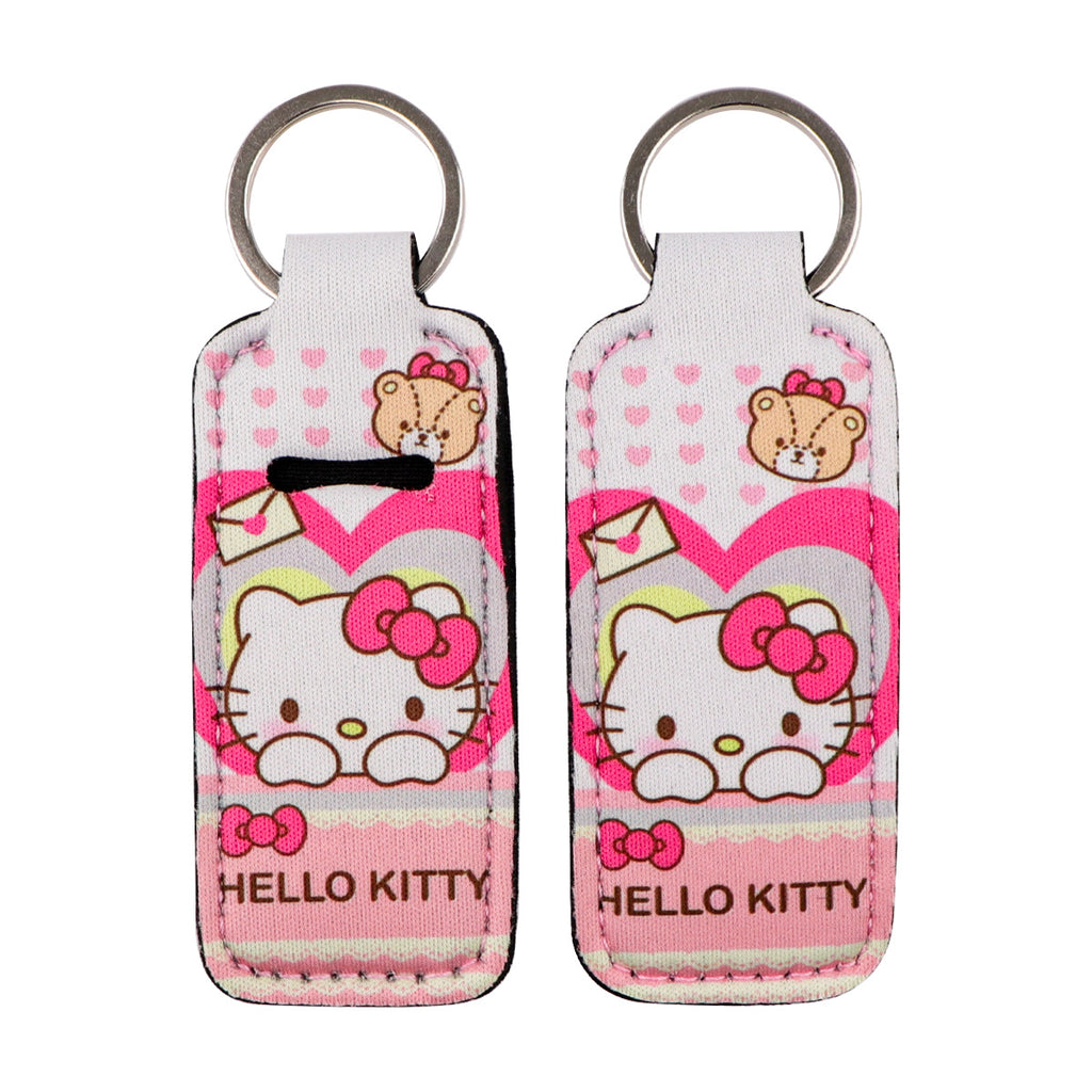 Neoprene Chapstick Holder Keychain Sanri Pattern Kawaii Animal 3pcs 5