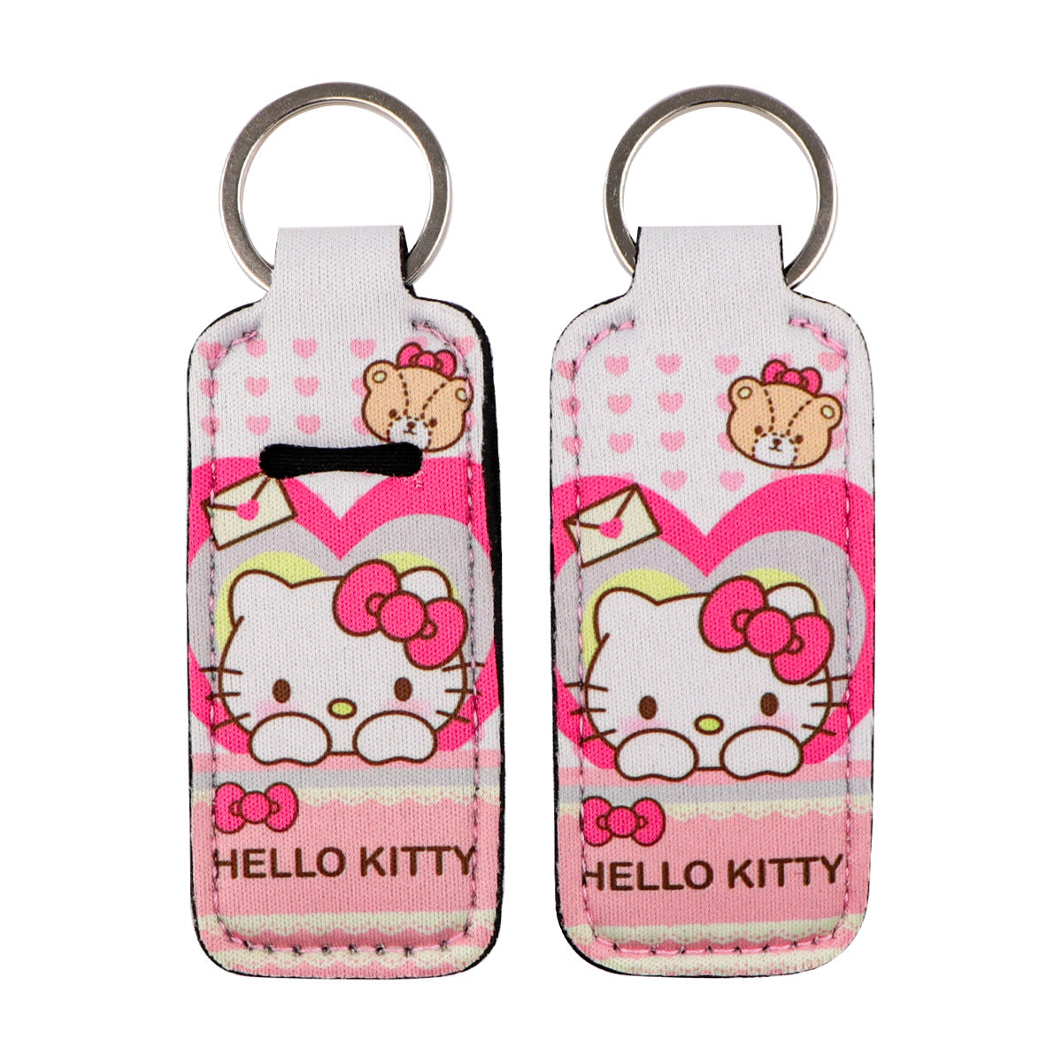 Neoprene Chapstick Holder Keychain Sanri Pattern Kawaii Animal 3pcs 5