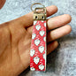 Christmas Leather Wristlet Keychain Santa Jingle Bells Gold Tree 9