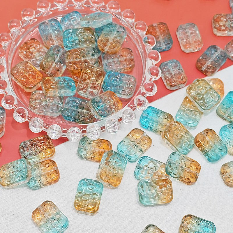 Czech Glass Beads Flower Double-Sided 13x18mm Pastel Jewel Colors 25pcs 10