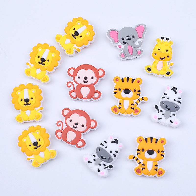 Silicone Focal Beads Animal Lion Tiger Smiling Face 20pcs 3