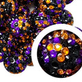 Rhinestone Bubblegum Beads 10-22mm Halloween Black Purple Orange 5pcs