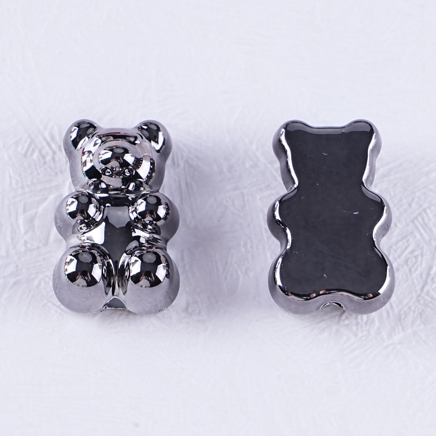 Plating Teddy Bear Acrylic Beads 18mm Metallic Colored 100pcs 8