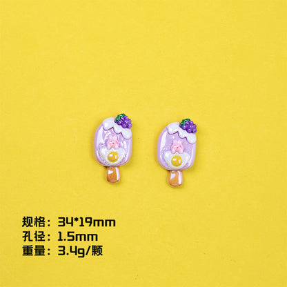 Playful Fruit Popsicle Resin Beads Glossy Pastel Colors 10pcs 10