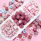 Leopard Bow Print Acrylic Square Beads 14mm Colorful Glossy 10pcs