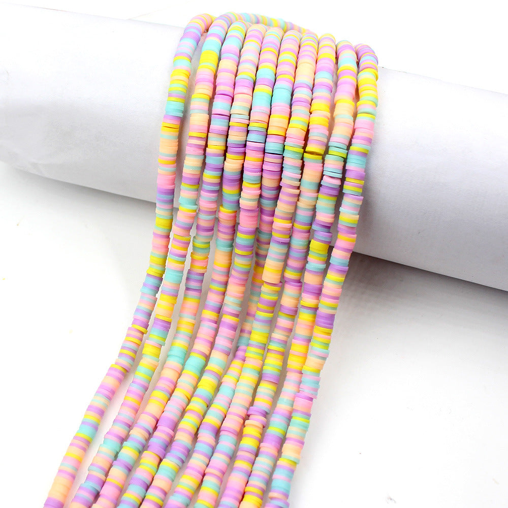 Flat Clay Beads 6mm Colorful Matte Polymer Spacer 10 Strands 35
