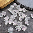 Czech Glass Beads Flower 12mm Iridescent Crystal Clear 50pcs 24