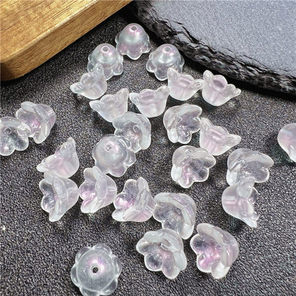 Czech Glass Beads Flower 12mm Iridescent Crystal Clear 50pcs 24