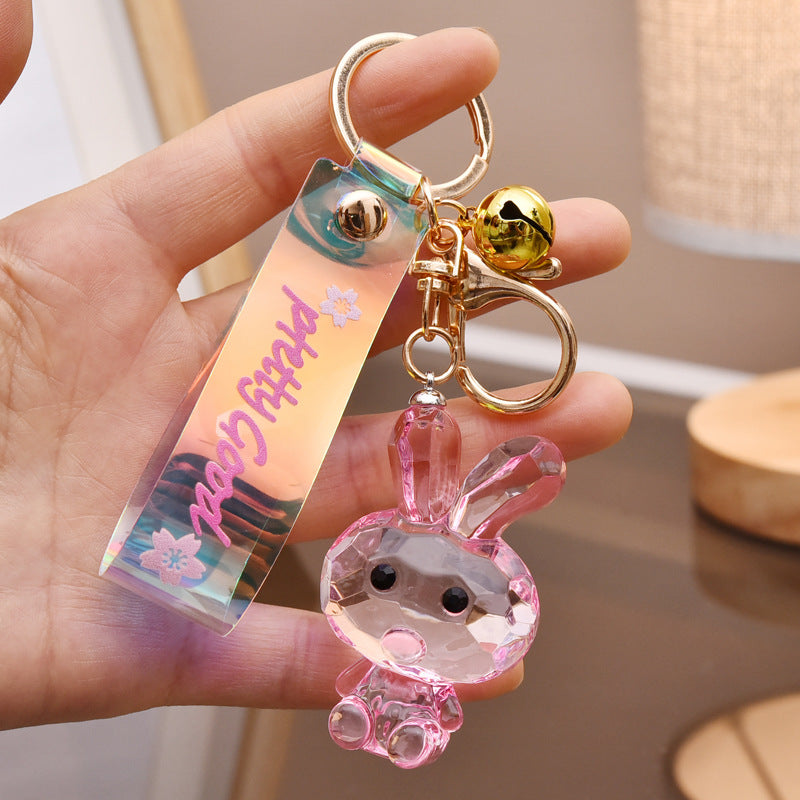 Acrylic Transparent Rabbit Keychain Creative Cute Bunny Charm 5