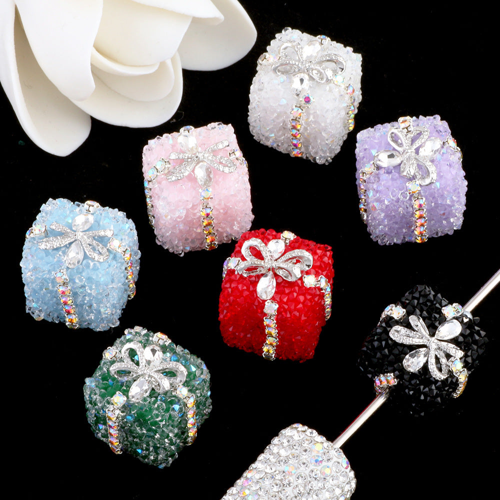 Square Rhinestone Beads 18mm 19mm Imitation Granulated Sugar Gift Box 2pcs 2