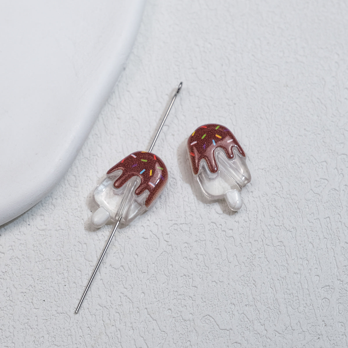 Clear Popsicle Acrylic Beads 20mm Colorful Drip Design 50pcs 7