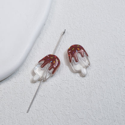 Clear Popsicle Acrylic Beads 20mm Colorful Drip Design 50pcs 7