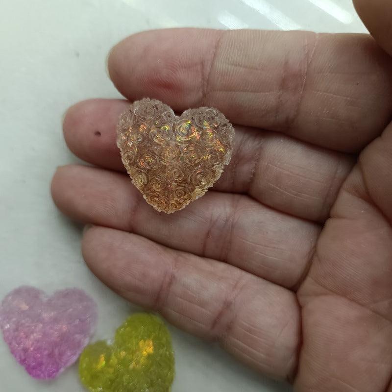 Gradient Floral Heart Acrylic Beads 25mm Pastel Colors 50pcs 7