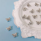 Chunky Butterfly Metal Beads 10mm Bright Silver Alloy 60pcs 2