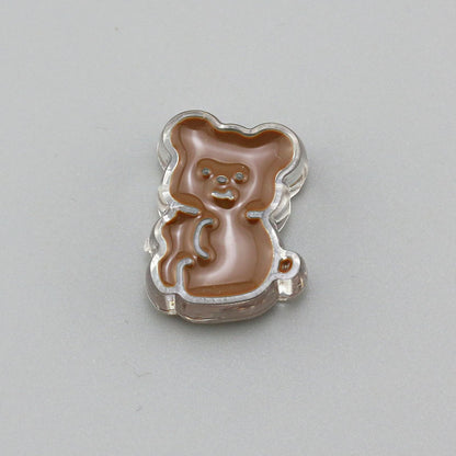 Transparent Bear Flower Acrylic Beads Playful Pastel Enamel 20pcs 8