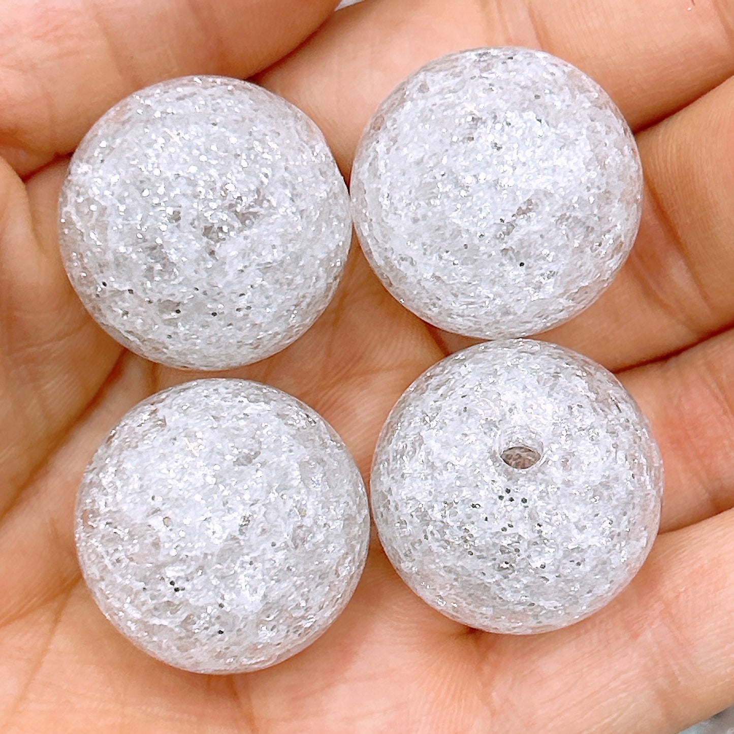 Glitter Bubblegum Beads 25mm Crackled Chunky Acrylic 50pcs 3