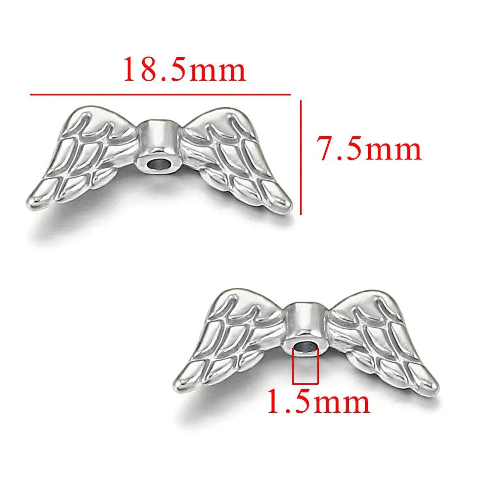 Stainless Steel Wings Metal Beads 18mm Color Retaining 5pcs 8