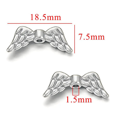 Stainless Steel Wings Metal Beads 18mm Color Retaining 5pcs 8