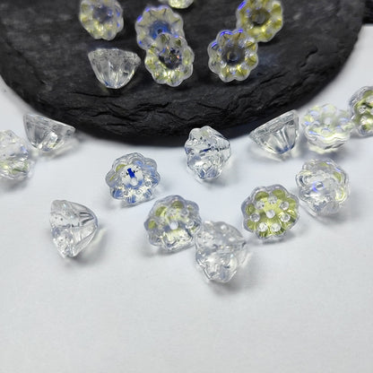 Lotus Glass Beads 10mm Translucent Green Flower 20pcs 9