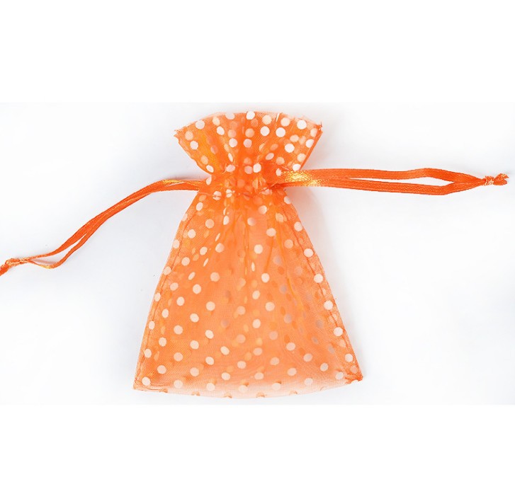 Organza Drawstring Bags White Polka Dot 7.5x10cm 10pcs Colorful 7