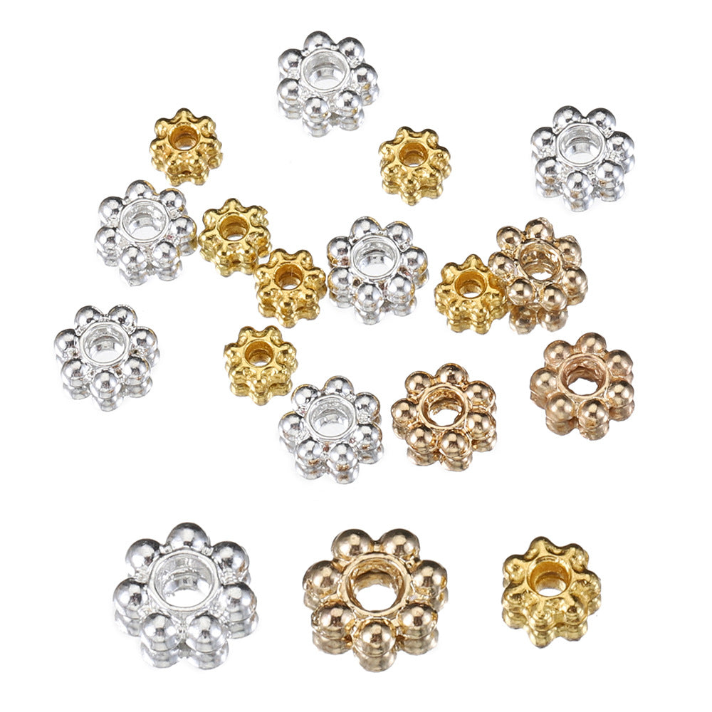 Brass Flower Spacer Beads 4-6mm Tiny Snow Design 50pcs