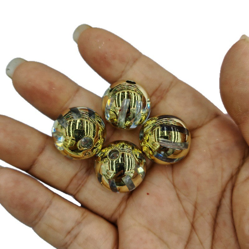 Plated Bubblegum Beads 20mm Striped Christmas Colors 50pcs 5