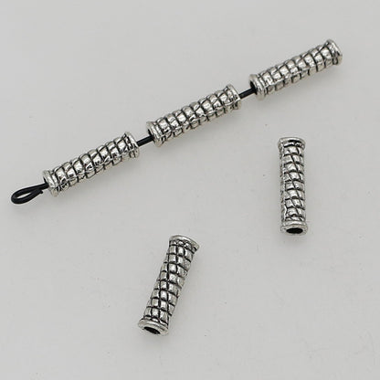 Tube Metal Beads 14mm Tibetan Silver Tone Cabled Pattern 1pc 3