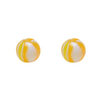 Japanese Candy Striped Resin Beads 10mm Glossy Yellow White 30pcs 5