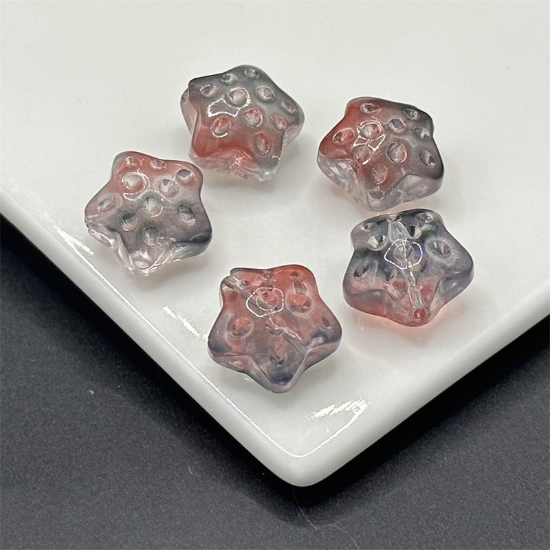 Meteor Crater Five-Pointed Star Glass Beads 14mm Transparent 100pcs 3