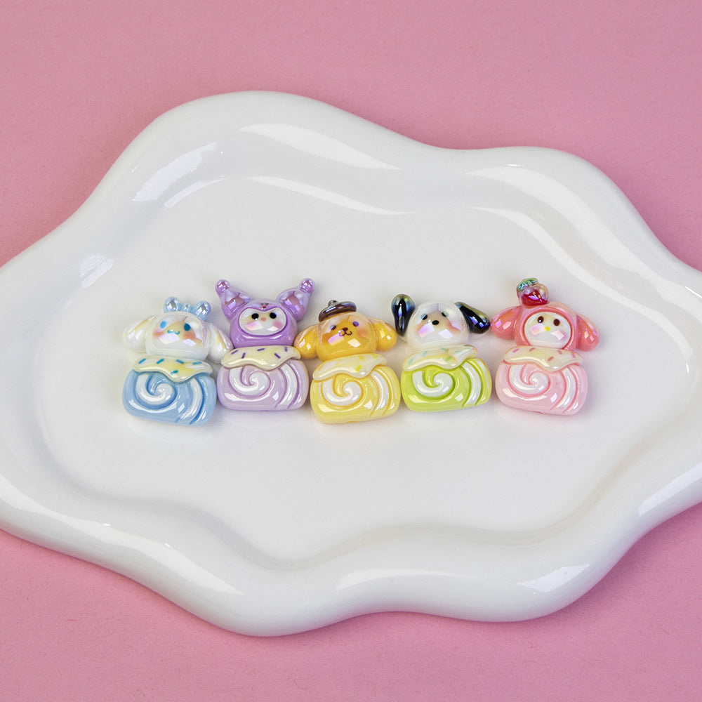 Sanrio Swiss Roll Series Resin Beads Playful Pastel Mixed 10pcs 2